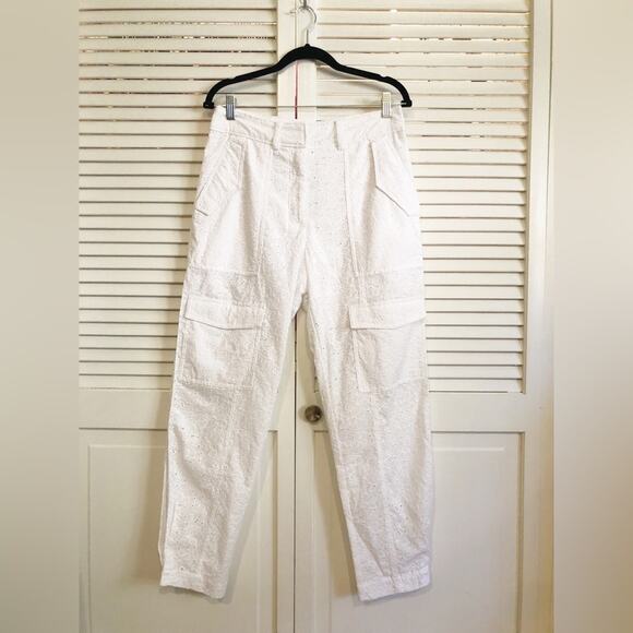 NWOT 10 Crosby Derek Lam White Eyelet Cargo Pant Capris - Picture 4 of 7
